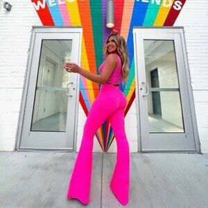 Bellbottom pink jeans